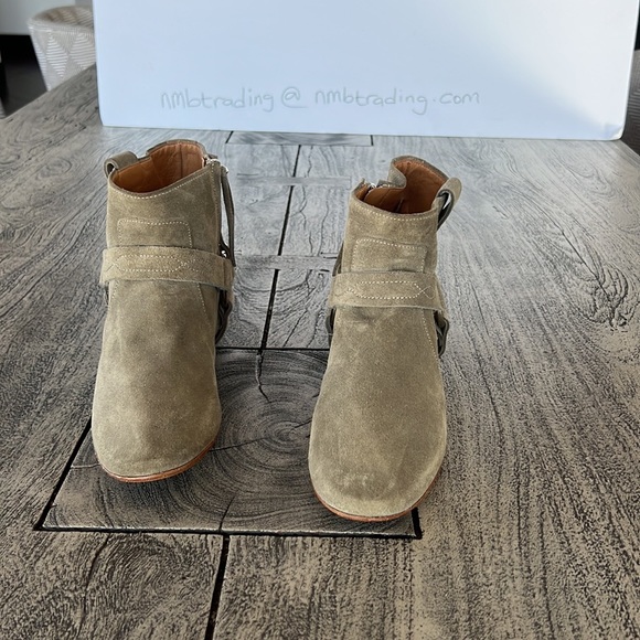 Isabel Marant Etoile faded olive green 7M(37) leather straps ankle hi boots - Picture 12 of 16